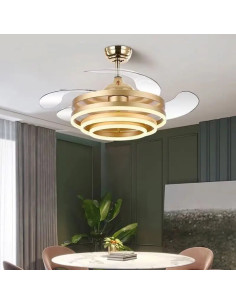 POWERTECH ανεμιστήρας οροφής HLL-0130 με LED φως, 72W, Φ106x50cm, χρυσός