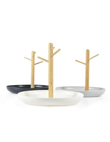 Κλειδοθήκη-μπιζουτιέρα ξύλινη Υ18,7xØ20εκ. κοκτέηλ 3 χρώματα