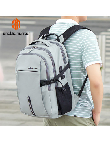 ARCTIC HUNTER τσάντα πλάτης B00388 με θήκη laptop 15.6", USB, 27L, γκρι