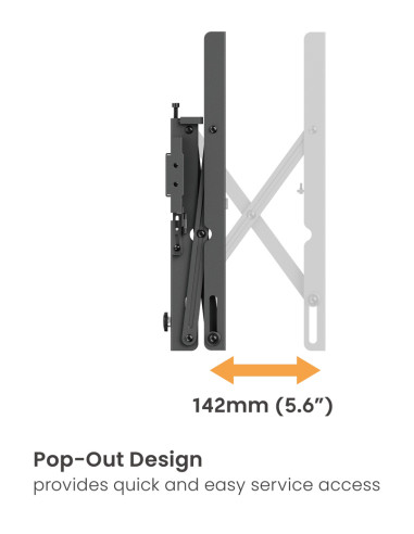 BRATECK επιτοίχια βάση LVW02E-48T για τηλεόραση 37-70", Pop-Out, 70kg