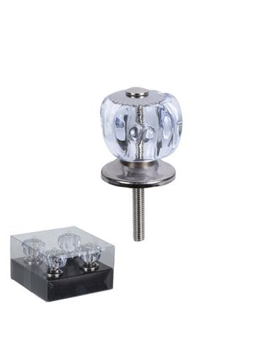 Πόμολα διάφανα σετ 4 τμχ Ø3εκ. σε σχήμα τετράγωνο