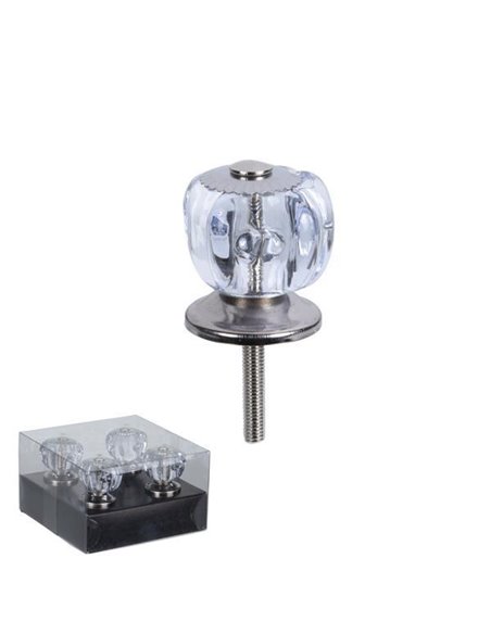 Πόμολα διάφανα σετ 4 τμχ Ø3εκ. σε σχήμα τετράγωνο