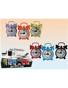 Ρολόι - ξυπνητήρι 6 χρώματα Υ6x4εκ. σε κουτί απο pvc