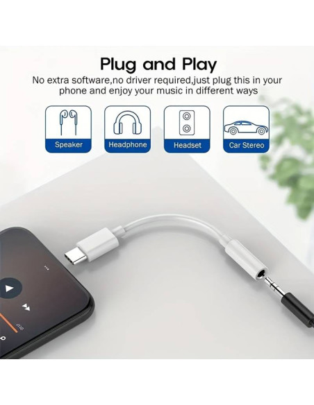 POWERTECH αντάπτορας USB-C σε 3.5mm CAB-UC084, λευκός