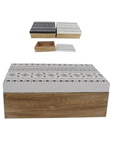 Κουτί διακοσμητικό "ethnic" σετ 2 τεμαχίων Υ8x22,5x16εκ.