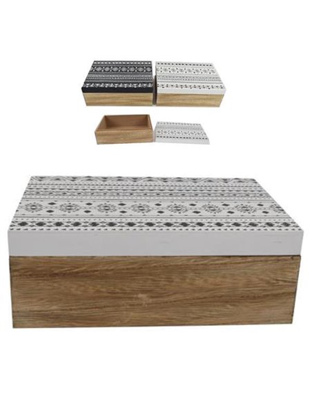 Κουτί διακοσμητικό "ethnic" σετ 2 τεμαχίων Υ8x22,5x16εκ.