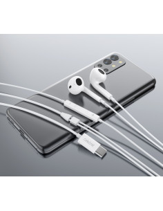 CELEBRAT earphones με μικρόφωνο E400, USB-C σύνδεση, Φ14mm, 1.2m, λευκά