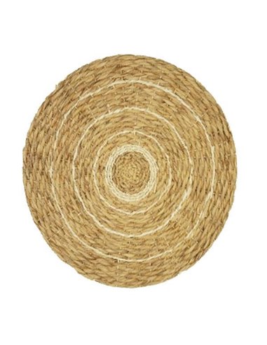 Ψάθινο διακοσμητικό τοίχου boho δίχρωμο από rattan Ø80xΥ6εκ