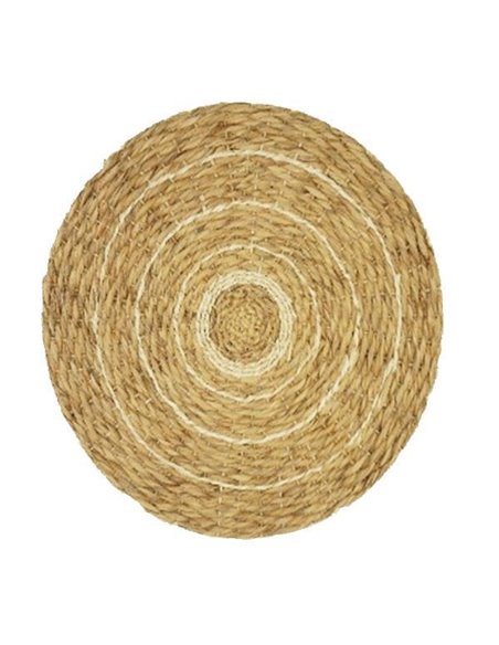 Ψάθινο διακοσμητικό τοίχου boho δίχρωμο από rattan Ø80xΥ6εκ