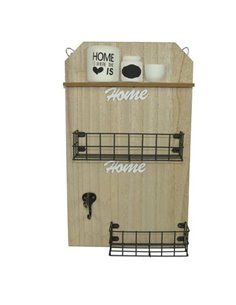 Επιτοίχιο διακοσμητικό με 2 μεταλλικές θήκες και γάντζο Υ40x24x7εκ.