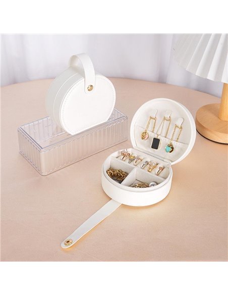 Θήκη κοσμημάτων μικρή λευκή PU Υ5x10x9εκ.