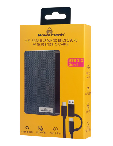 POWERTECH θήκη για 2.5" SATA HDD/SSD PT-1232, 5Gbps, μαύρη