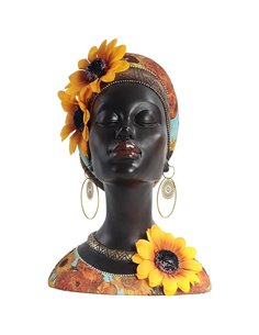 Διακοσμητικό African Lady με ηλιοτρόπια, Υ23,5x16,5x20εκ.