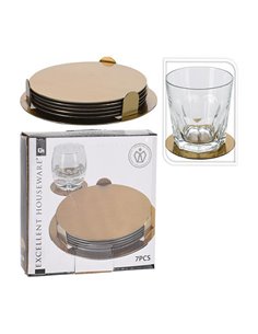 Σουβέρ μεταλλικά Ø8,5εκ. σετ 6 τχμ χρυσά