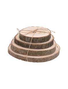 Ξύλινες φέτες με φλοιό σετ 4 τεμαχίων Ø14–20εκ.