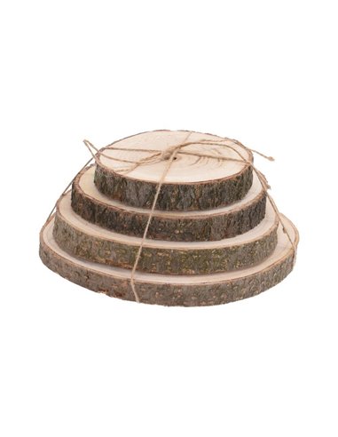 Ξύλινες φέτες με φλοιό σετ 4 τεμαχίων Ø14–20εκ.