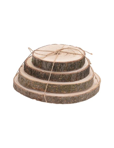 Ξύλινες φέτες με φλοιό σετ 4 τεμαχίων Ø14–20εκ.