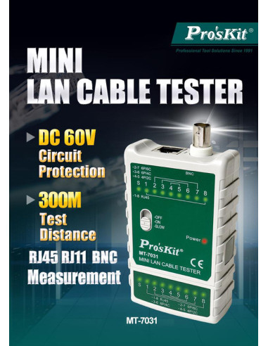 PROSKIT tester καλωδίων δικτύου MT-7031 για RJ45/11/12/22 & BNC