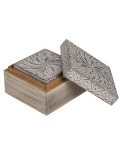 Κουτιά ξύλινα διακοσμητικά σετ 2 τεμαχίων Υ6x10x10εκ. - Υ4x7,5x7,5εκ.