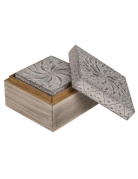 Κουτιά ξύλινα διακοσμητικά σετ 2 τεμαχίων Υ6x10x10εκ. - Υ4x7,5x7,5εκ.