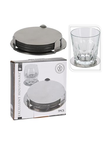 Σουβέρ μεταλλικά Ø8,5εκ. σετ 6 τχμ ασημί