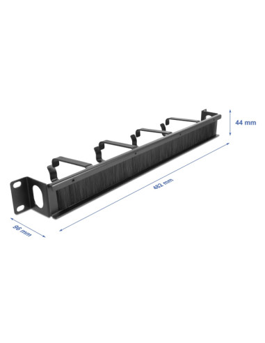 DELOCK cable management 67033, 19"/1U rack, 4x γάντζοι & βούρτσα, μαύρο