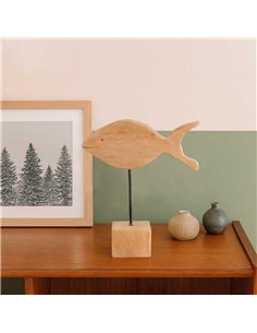 Ξύλινο διακοσμητικό ψάρι Υ28xM28xΠ10εκ