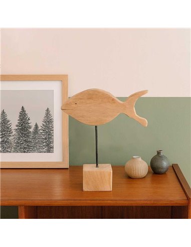 Ξύλινο διακοσμητικό ψάρι Υ28xM28xΠ10εκ