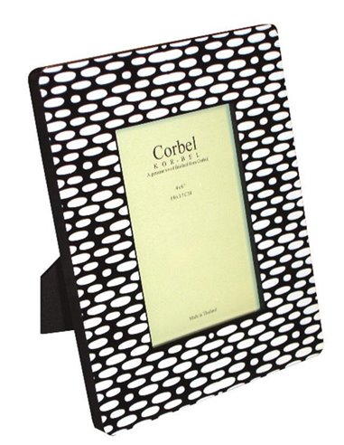 Κορνίζα ξύλινη μαύρη με άσπρους κύκλους για φωτό 10x15εκ.