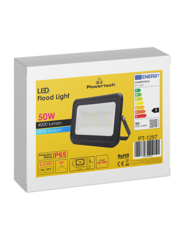 POWERTECH LED προβολέας PT-1257, 50W, 4000K, 4000lm, IP65