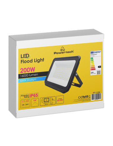 POWERTECH LED προβολέας PT-1259, 200W, 4000K, 16000lm, IP65