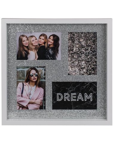 Κορνίζα επιτοίχια ξύλινη 4 θέσεων "Glitter" Y34x34x2,5εκ.