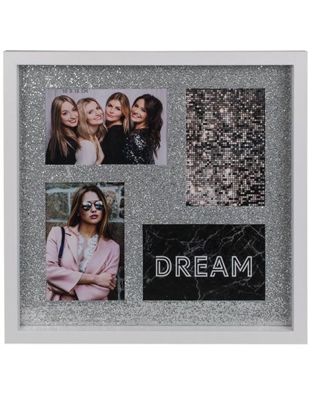 Κορνίζα επιτοίχια ξύλινη 4 θέσεων "Glitter" Y34x34x2,5εκ.