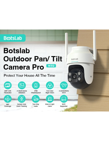 BOTSLAB smart κάμερα W312, 4MP/2.5K, WiFi & LAN, PTZ, SD, IP66