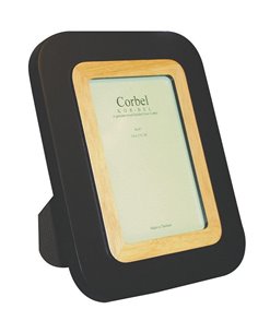 Κορνίζα ξύλινη μαύρη-μπεζ για φωτό 10x15εκ.