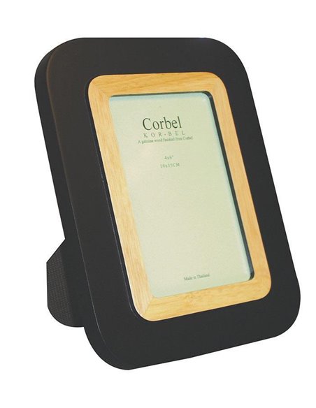 Κορνίζα ξύλινη μαύρη-μπεζ για φωτό 10x15εκ.