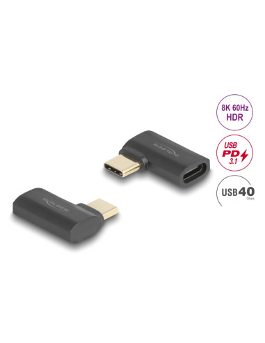 DELOCK αντάπτορας USB-C 60245, αρσενικό σε θηλυκό, 240W, 40Gbps, μαύρος