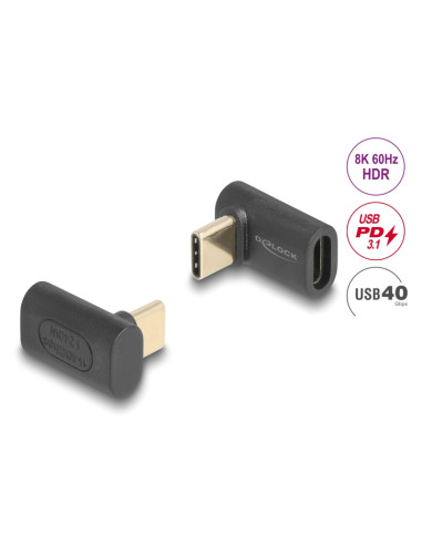 DELOCK αντάπτορας USB-C 60246, αρσενικό σε θηλυκό, 240W, 40Gbps, μαύρος