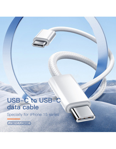 LDNIO καλώδιο USB-C LC901C, 65W PD, 480Mbps, 1m, λευκό