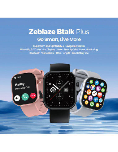 ZEBLAZE smartwatch Btalk Plus, heart rate, 2.03" IPS, IP68, μαύρο