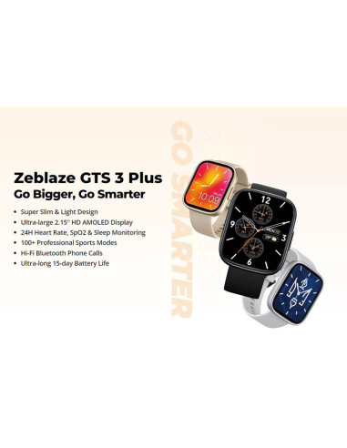 ZEBLAZE smartwatch GTS 3 Plus, heart rate, 2.15" AMOLED, IP68, μαύρο