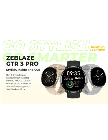 ZEBLAZE smartwatch GTR 3 Pro, heart rate, 1.43" AMOLED, IP68, μαύρο