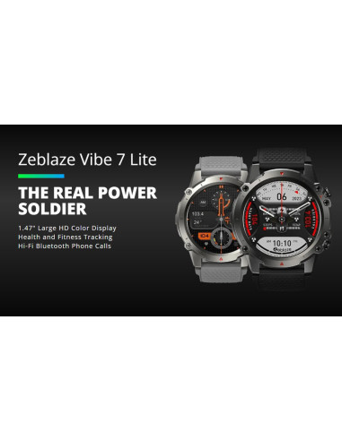 ZEBLAZE smartwatch Vibe 7 Lite, heart rate, 1.47" IPS, 3ATM/IP69K, μαύρο