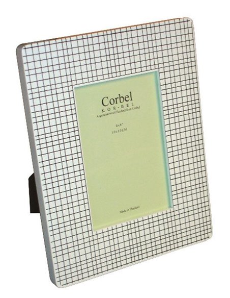 Κορνίζα ξύλινη άσπρο-μαύρο για φωτό 10x15εκ.