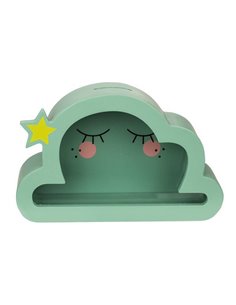 Κουμπαράς - κορνίζα ξύλινος «Νυσταγμένο σύννεφο» Υ18x5xØ17,5εκ.