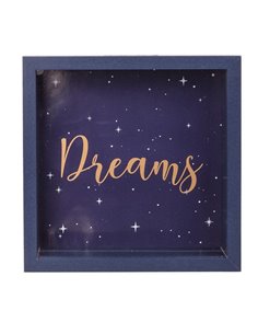 Κουμπαράς - κορνίζα ξύλινος «Dreams» Υ20x20x5εκ.