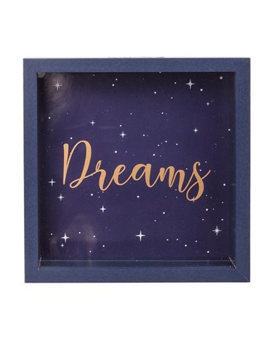 Κουμπαράς - κορνίζα ξύλινος «Dreams» Υ20x20x5εκ.