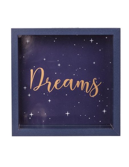 Κουμπαράς - κορνίζα ξύλινος «Dreams» Υ20x20x5εκ.