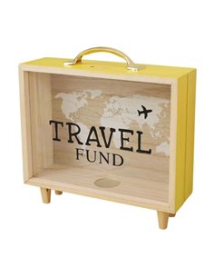 Κουμπαράς - κορνίζα ξύλινος Travel Fund Υ12x20,5x5εκ.