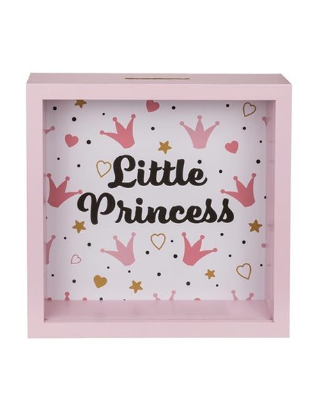 Κουμπαράς - κορνίζα ξύλινος «Πριγκίπισσα» Υ20x20x5εκ.